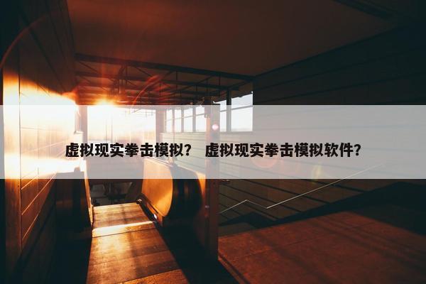 虚拟现实拳击模拟？ 虚拟现实拳击模拟软件？