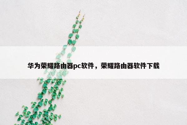 华为荣耀路由器pc软件，荣耀路由器软件下载