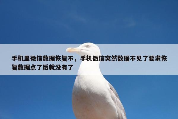 手机里微信数据恢复不，手机微信突然数据不见了要求恢复数据点了后就没有了