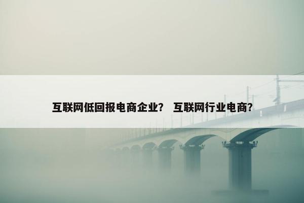 互联网低回报电商企业？ 互联网行业电商？
