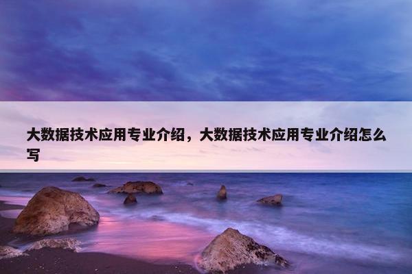 大数据技术应用专业介绍，大数据技术应用专业介绍怎么写