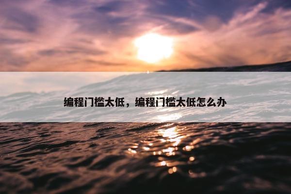 编程门槛太低，编程门槛太低怎么办