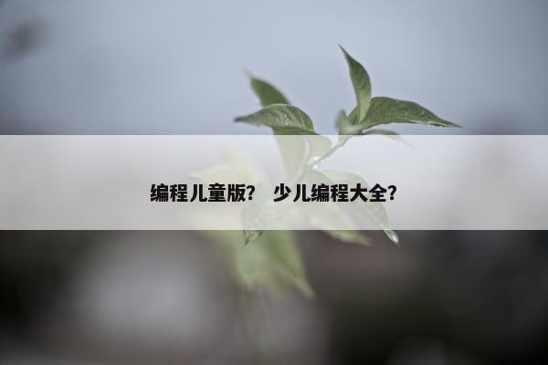 编程儿童版？ 少儿编程大全？