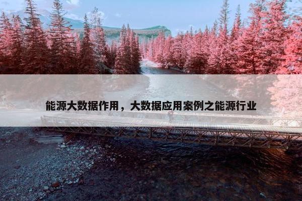 能源大数据作用，大数据应用案例之能源行业