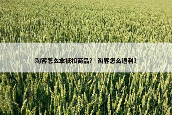 淘客怎么拿抵扣商品？ 淘客怎么返利？
