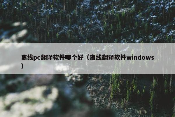 离线pc翻译软件哪个好（离线翻译软件windows）