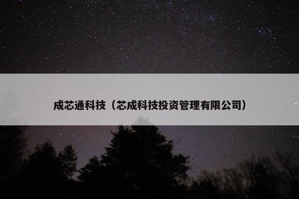 成芯通科技（芯成科技投资管理有限公司）