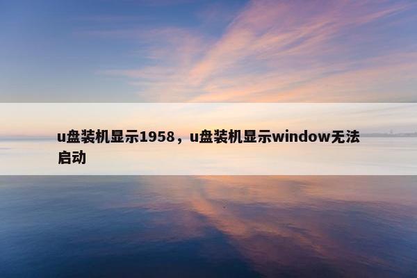 u盘装机显示1958，u盘装机显示window无法启动