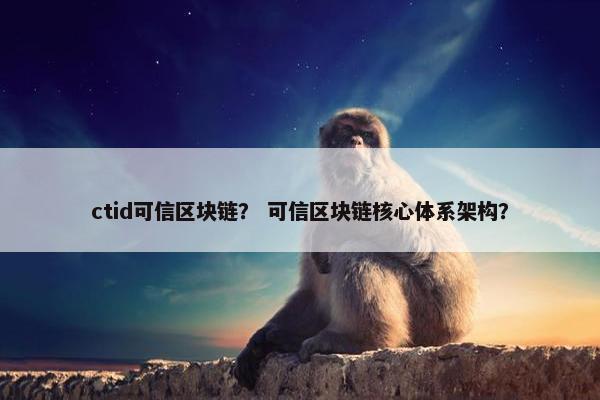 ctid可信区块链? 可信区块链核心体系架构? ctid可信区块链? 可信区块链核心体系架构?