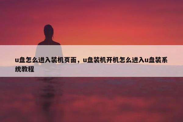 u盘怎么进入装机页面，u盘装机开机怎么进入u盘装系统教程
