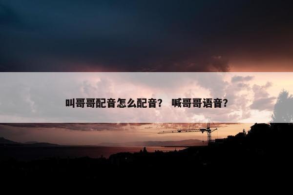 叫哥哥配音怎么配音？ 喊哥哥语音？