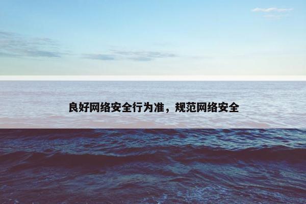良好网络安全行为准,规范网络安全 良好网络安全行为准,规范网络安全