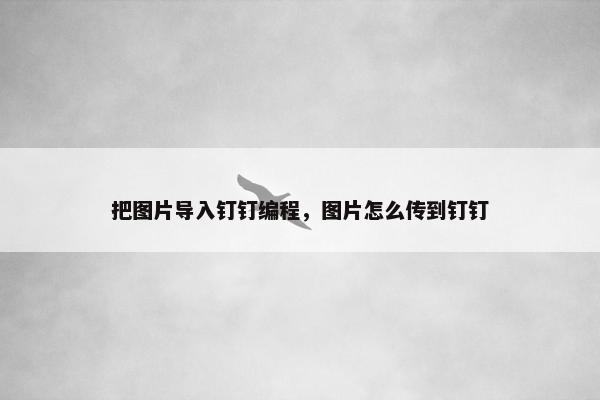 把图片导入钉钉编程，图片怎么传到钉钉