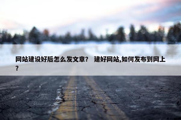 网站建设好后怎么发文章? 建好网站,如何发布到网上? 网站建设好后怎么发文章? 建好网站,如何发布到网上?