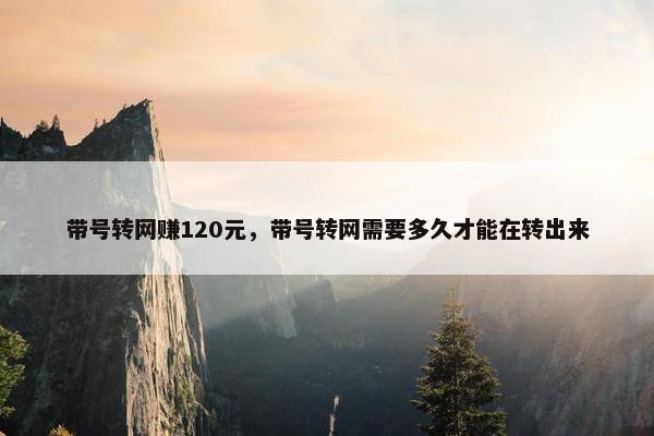 带号转网赚120元，带号转网需要多久才能在转出来