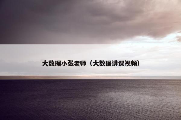 大数据小张老师（大数据讲课视频）