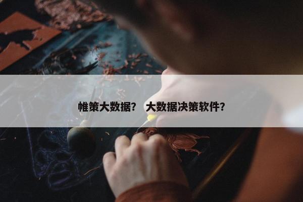 帷策大数据？ 大数据决策软件？
