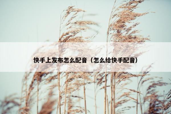 快手上发布怎么配音（怎么给快手配音）