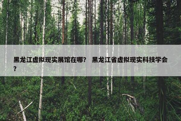 黑龙江虚拟现实展馆在哪？ 黑龙江省虚拟现实科技学会？