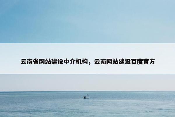云南省网站建设中介机构，云南网站建设百度官方