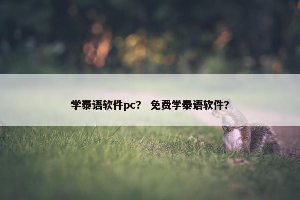 学泰语软件pc？ 免费学泰语软件？