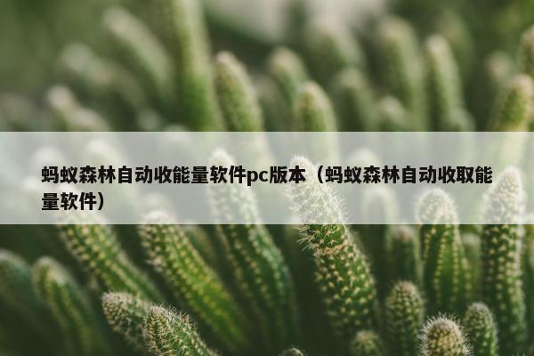 蚂蚁森林自动收能量软件pc版本（蚂蚁森林自动收取能量软件）