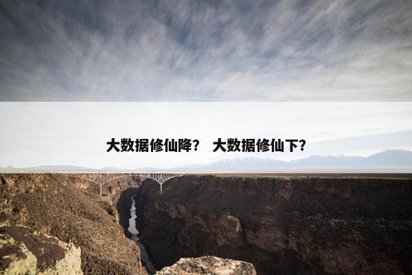大数据修仙降？ 大数据修仙下？