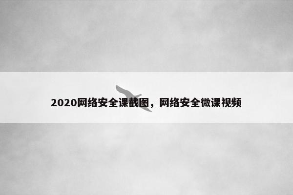 2020网络安全课截图，网络安全微课视频