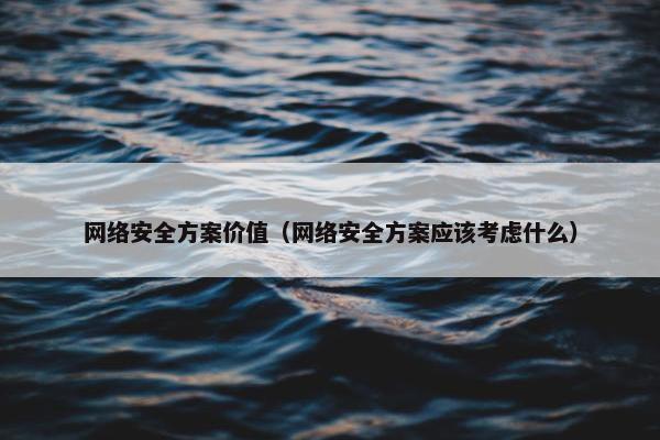 网络安全方案价值（网络安全方案应该考虑什么）