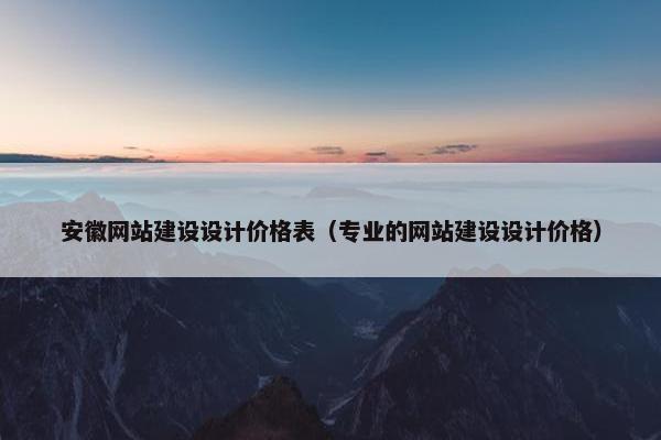 安徽网站建设设计价格表（专业的网站建设设计价格）