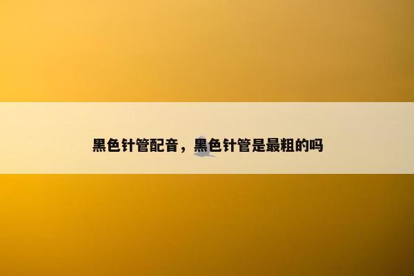 黑色针管配音，黑色针管是最粗的吗