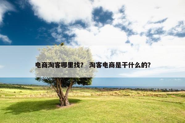 电商淘客哪里找？ 淘客电商是干什么的？