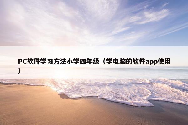 PC软件学习方法小学四年级(学电脑的软件app使用) PC软件学习方法小学四年级(学电脑的软件app使用)