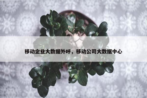 移动企业大数据外呼，移动公司大数据中心