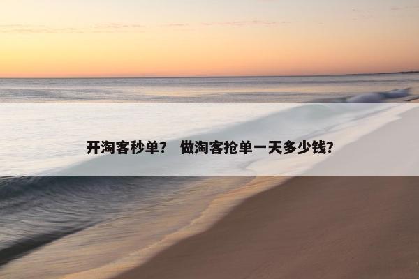 开淘客秒单？ 做淘客抢单一天多少钱？