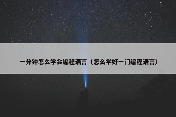 一分钟怎么学会编程语言（怎么学好一门编程语言）