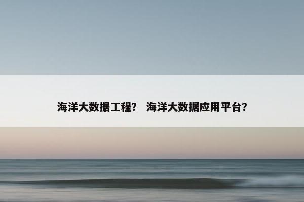 海洋大数据工程？ 海洋大数据应用平台？