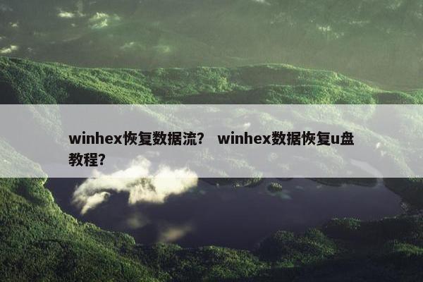 winhex恢复数据流？ winhex数据恢复u盘教程？