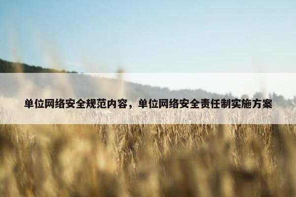 单位网络安全规范内容，单位网络安全责任制实施方案